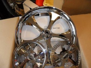 Custom Wheel Package 23 Chrome Rims Matching Pulley 2 Rotors for