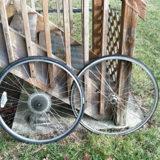 Vintage Araya 27 Road Bicycle Rims, Raleigh High Flange Hubs, Alloy