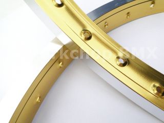BMX Alloy Shinysides 36h Rims 7x Style Pair Gold Anodized