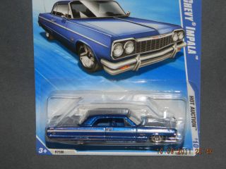 HW Hot Wheels 10 Hot Auction 3 64 Chevy Impala Hotwheels Blue