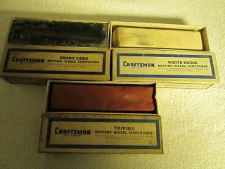 Of 3 Vintage Craftsman Buffing Wheel Compounds Used  & Roebuck