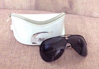 Cavalli w Case Black Lens Metal Rim Shield Sunglasses do Peek
