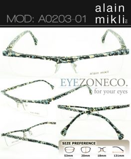EyezoneCo Alain Mikli Eyeglass Half Rim Frames A0203 01