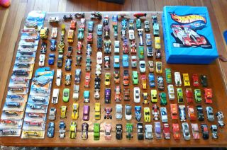 Over 150 HOT WHEELS + Case Some New In Blister Pack!! No Reserve! Free