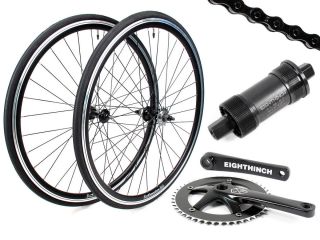 EIGHTHINCH Fixed Gear Conversion Kit Black Wheelset Cranks Chain