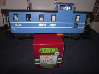 LGB 4071 G Scale White Pass Caboose with Lights Metal Wheels