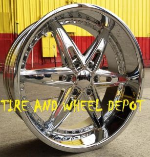 22 inch Dub Bully Rims Wheels and Tires 6x135 Expedition F 150