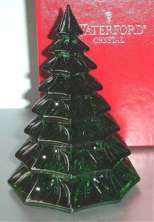 Waterford Christmas Tree Sculpture Green Crystal 6 5