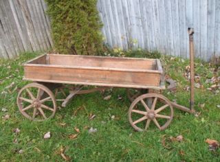 Wooden Childs Wagon Safety Coaster Wooden Wheels Brakes AAFA