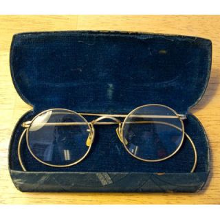 Antique B L 1 10 12K GF Gold Frame Wire Rim Eye Glasses w Case Estate