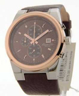Kenneth Cole Mens Leather Tachymeter Date Chrono New Watch KC1630RG