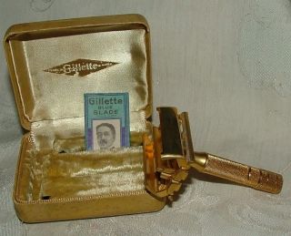 1940s Gillette Gold Milady Razor Original Box Blades