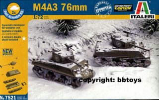 72 Panzer Italeri 7521 WKII 2x M4A3 76mm US Sherman Tank Bausatz