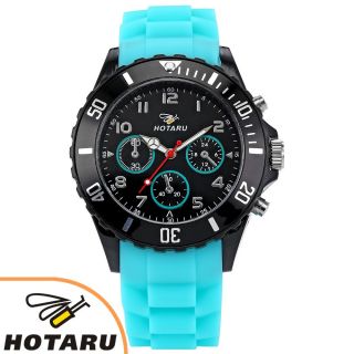 Unisex HOTARU Anolog Quarz Uhr Silikon Gummi Quarzuhr Armbanduhr 10