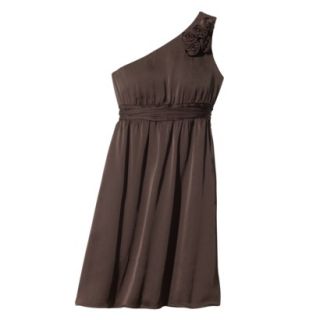 TEVOLIO Womens Plus Size Satin One Shoulder Rosette Dress   Brown   28W