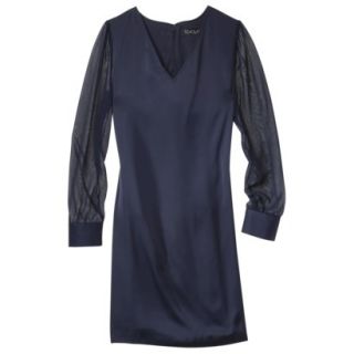 TEVOLIO Womens Shift Dress w/Sheer Sleeve   Xavier Navy   12