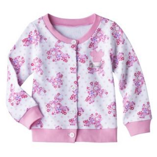 Disney Minnie Mouse Infant Toddler Girls Floral Cardigan   White/Pink 4T