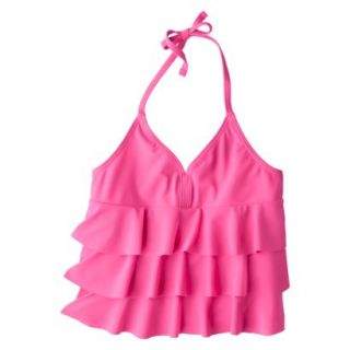 Xhilaration Girls Ruffled Tankini Swimsuit Top   Pink M
