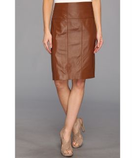 Vince Camuto Leather Pencil Skirt Womens Skirt (Brown)