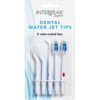 Conair Interplak Dental Water Jet Tips (WhiteMaterials: PlasticDimensions: 1 inches long x 3 inches wide x 6 inches highIncludes: 2 brush head tips, 1 standard water jet tip, 1 gum massage tip, and 1 subgingival tipFit all Interplak dental water jet model