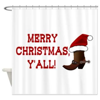 CafePress Santa Boot: Merry Christmas, Yall! Shower Curtain Free Shipping! Use code FREECART at Checkout!