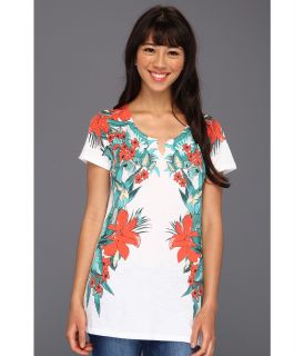 Lucky Brand Tropical Mirror S/S Tee Womens T Shirt (White)