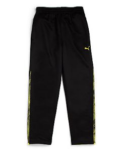 Puma Active Boys Tread Printed French Terry Track Pants   Black