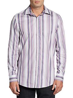 Stripe Cotton Shirt   Purple