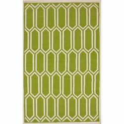 Nuloom Handmade Marrakesh Kilim Flatweave Trellis Green Wool Rug (5 X 8) (IvoryPrimary Material: WoolStyle: ContemporaryPattern: AbstractTip: We recommend the use of a non skid pad to keep the rug in place on smooth surfaces.All rug sizes are approximate.