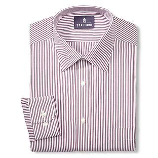 Stafford Striped Dress Shirt, Burgundy Stripe, Mens
