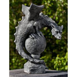 Campania International Fiona Winged Dragon Garden Statue   S 462   NATURAL