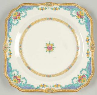 Royal Doulton Roxbury, The Square Salad Plate, Fine China Dinnerware   Aqua Scro