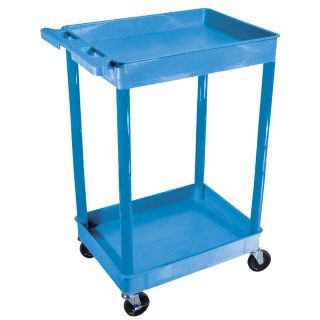 Luxor 2 Tub Shelf Utility Cart (BlueDimensions: 24 inches wide x 18 inches deep x 38 inches highMaterials: Polyehylene plasticWeight limit: 300 poundsShelves and legs wont stain, scratch, dent or rustFour (4) casters with two locking brakesPush handle mol