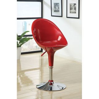 Sybill Adjustable Red Chrome Finish Air Lift Stools (set Of 2) (Red Materials: ABS Seat and Back, MetalFinish: Chrome Adjustable air lift stoolDimensions: 36 inches high x 18.5 inches wide x 20 inches deep )