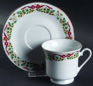 Domestications Twelve Days Of Christmas Footed Cup & Saucer Set, Fine China Dinn