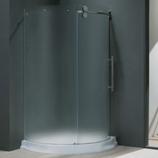 Vigo Industries VG6031CHMT40WR Shower Enclosure, 40 x 40 Frameless Round 5/16 RightSided Door w/White Base Frosted/Chrome