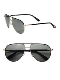 Tom Ford Eyewear Metal Aviator Sunglasses   Black Silver