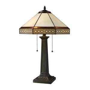 Dimond Lighting DMD D1858 Stone Filigree 2 Light Table Lamp with Tiffany Glass S