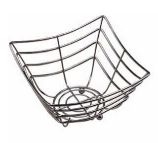 American Metalcraft 8 in Square Time Continuum Basket w/ Web Pattern & Balled Tip, Chrome