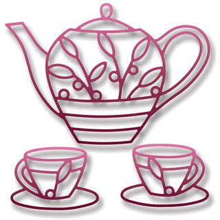 Elizabeth Craft Metal Die teapot and Cups