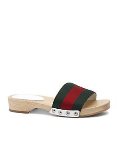 Gucci Girls Signature Web Sandals   Green Red