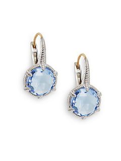 Faceted Stone Sterling Silver Earrings   Blue Quartz