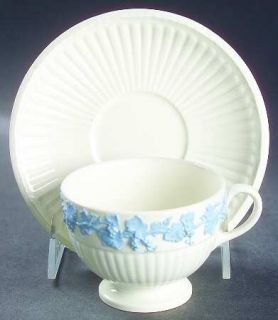 Wedgwood 2804 (Edme, Blue Grapes) Footed Cup & Saucer Set, Fine China Dinnerware