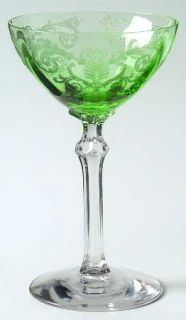 Fostoria Versailles Green Liquor Cocktail   Stem #5098,Etch #278, Green