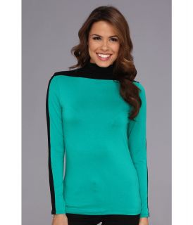 Vince Camuto L/S Colorblock Turtle Neck Womens Long Sleeve Pullover (Green)