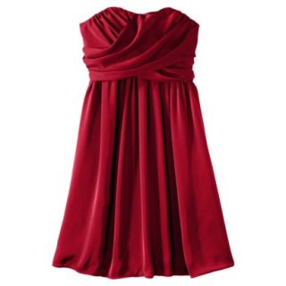 TEVOLIO Womens Satin Strapless Dress   Stoplight Red   2