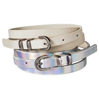 Mossimo Supply Co. Two Pack Skinny Belt   White/Holographic XL