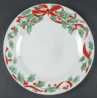 Gibson Designs Holiday Garland Dinner Plate, Fine China Dinnerware   Holly,Red R