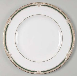 Royal Doulton Forsyth Dinner Plate, Fine China Dinnerware   Bone,Green Band,Gold