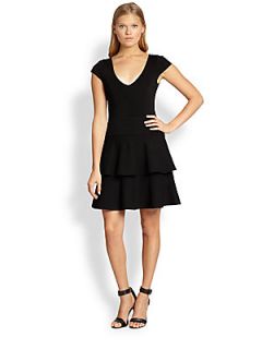 MILLY Tiered Fit & Flare Dress   Black